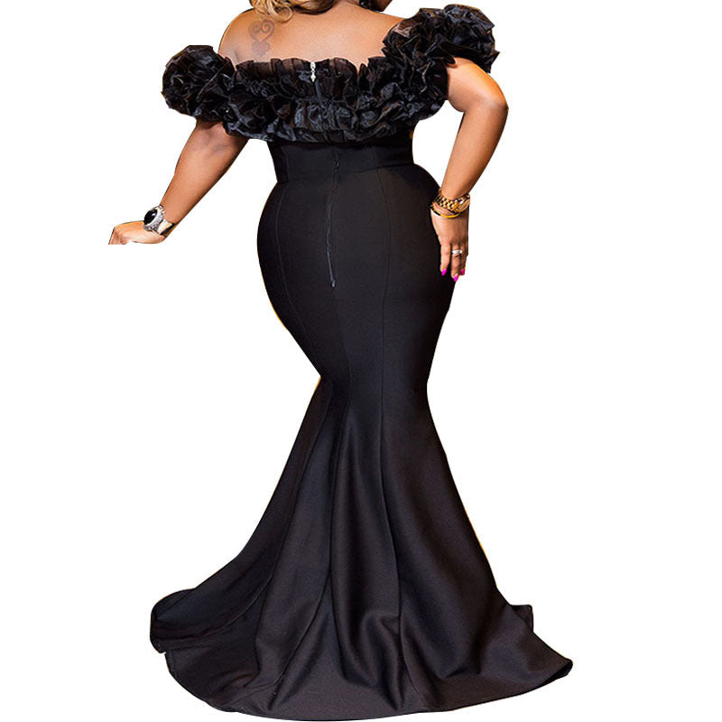 Damen Abendkleid mit voluminösem Rüschensaum Drune