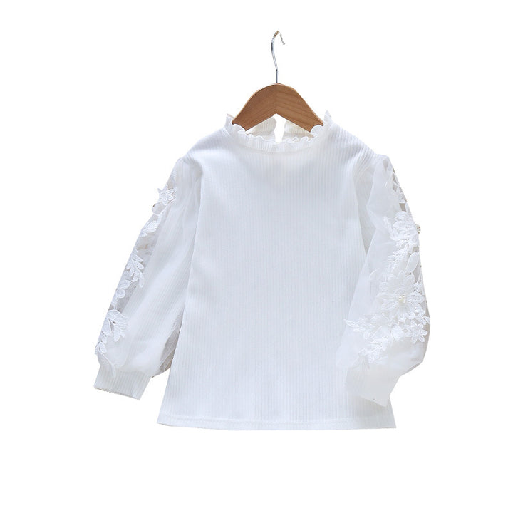 Mädchen elegante Bluse mit dekorativen Spitze-Ärmeln Drune