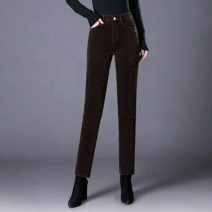 Damen-Cordhose, gerade, gefüttert, elastisch