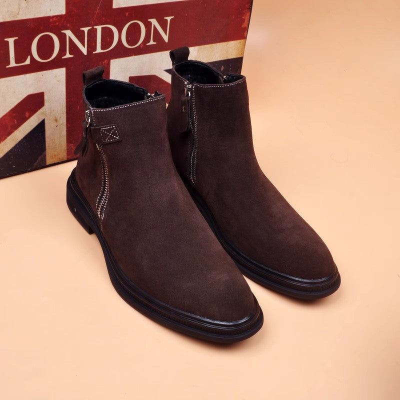 Herren-Lederstiefel, gefüttert, im britischen Stil