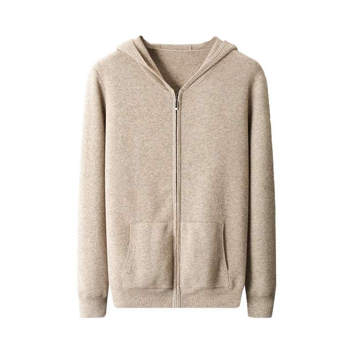 Herren-Strickjacke mit Kapuze und Reißverschluss