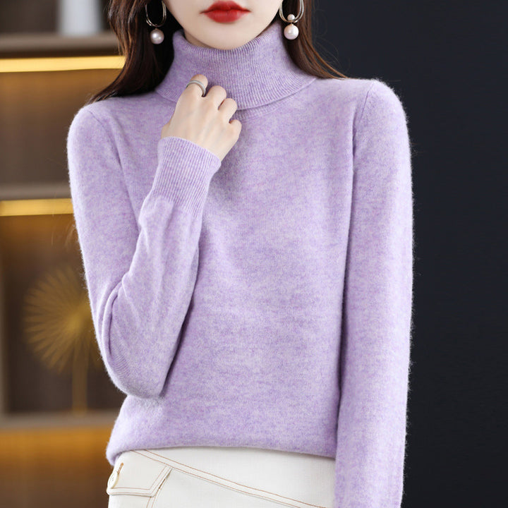 Eleganter Damen-Rollkragenpullover, Strick, locker geschnitten
