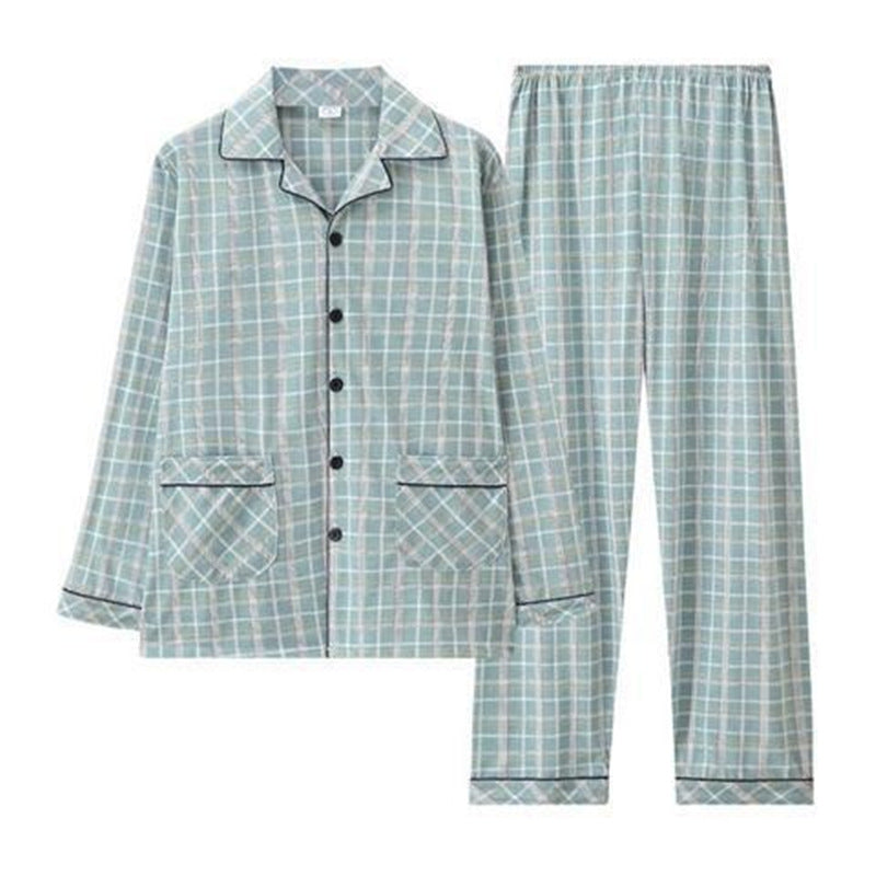 Herren-Pyjama-Set aus reiner Baumwolle, kariert