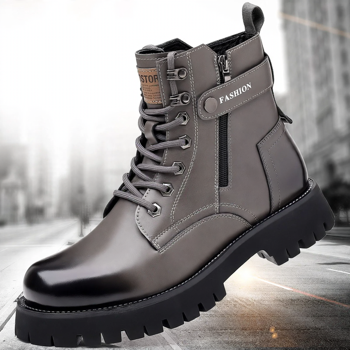 Herren-Stiefel aus Leder, gefüttert, mit Plateau
