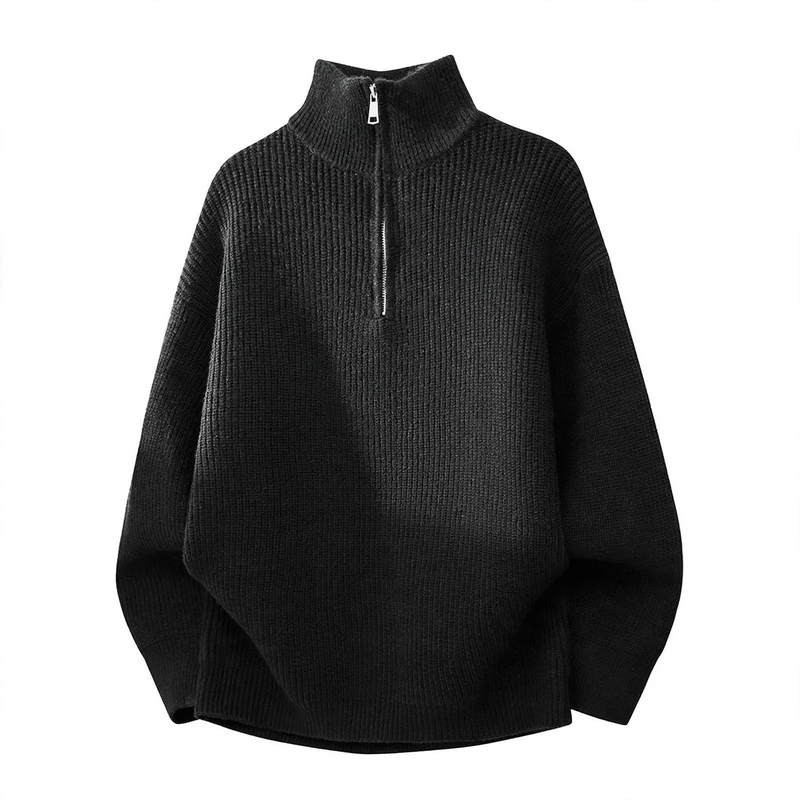 Herren-Strickpullover mit halbem Reißverschluss