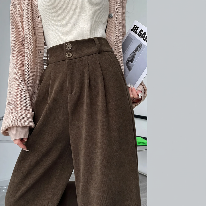 Damen-Cordhose, weit geschnitten, gefüttert