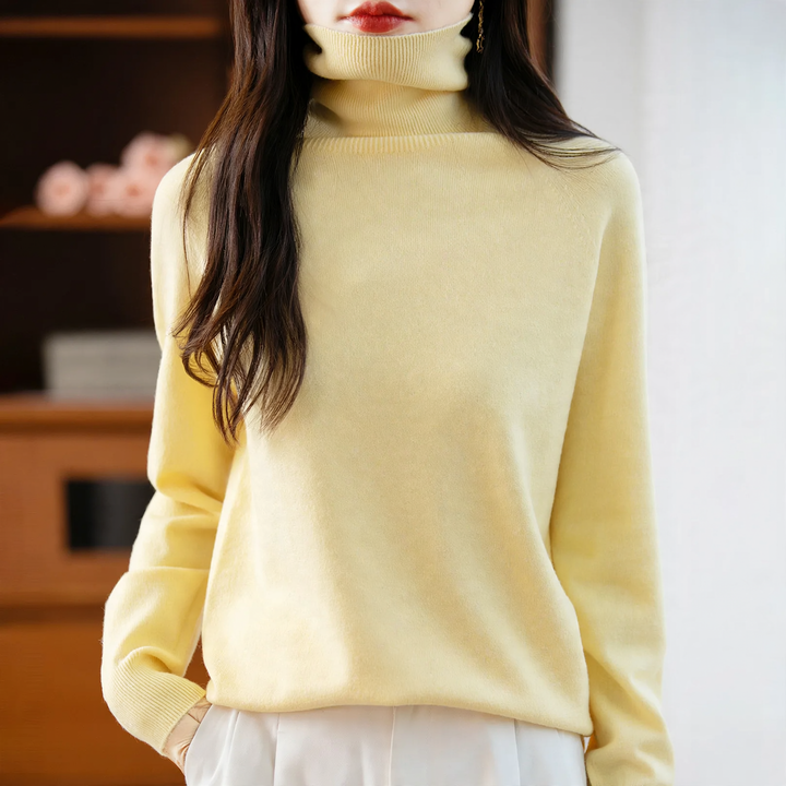 Damen-Strickpullover mit hohem Kragen, locker