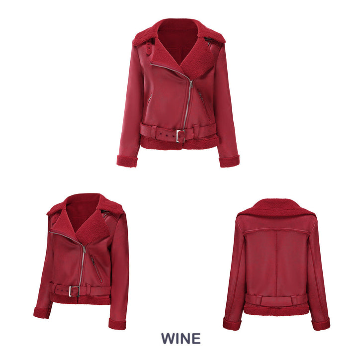 Drune | Winterjacke aus Kunstwildleder mit Fell und Gürtel