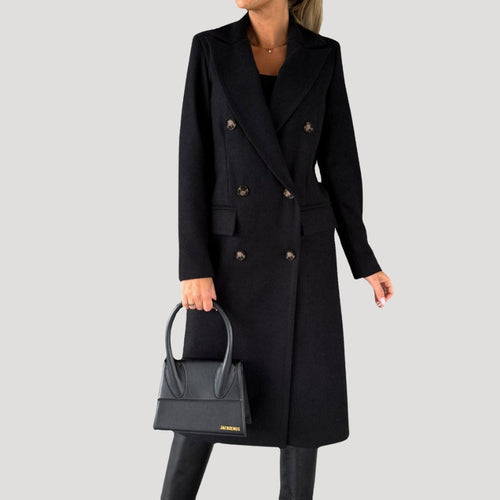 Drune | Damen Lange Wintermantel Doppelreihiger Stil