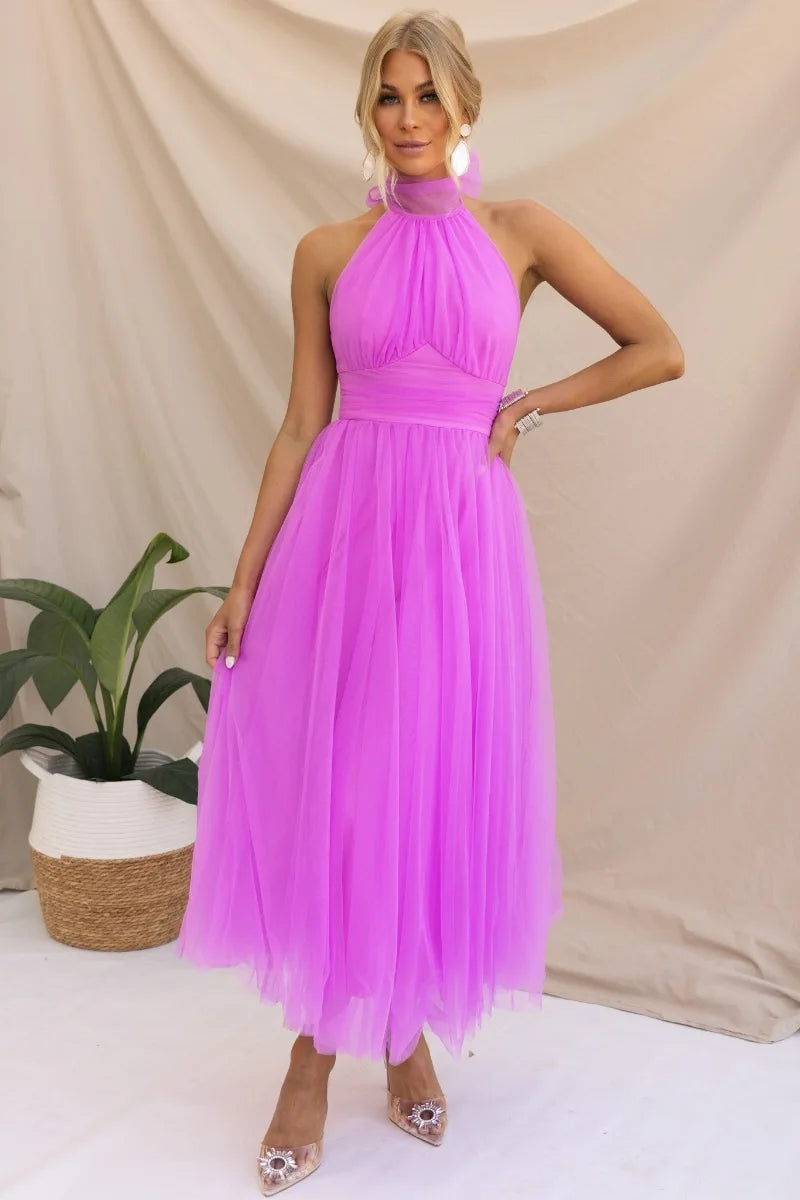 Drune | Halter Tüll Midi Kleid