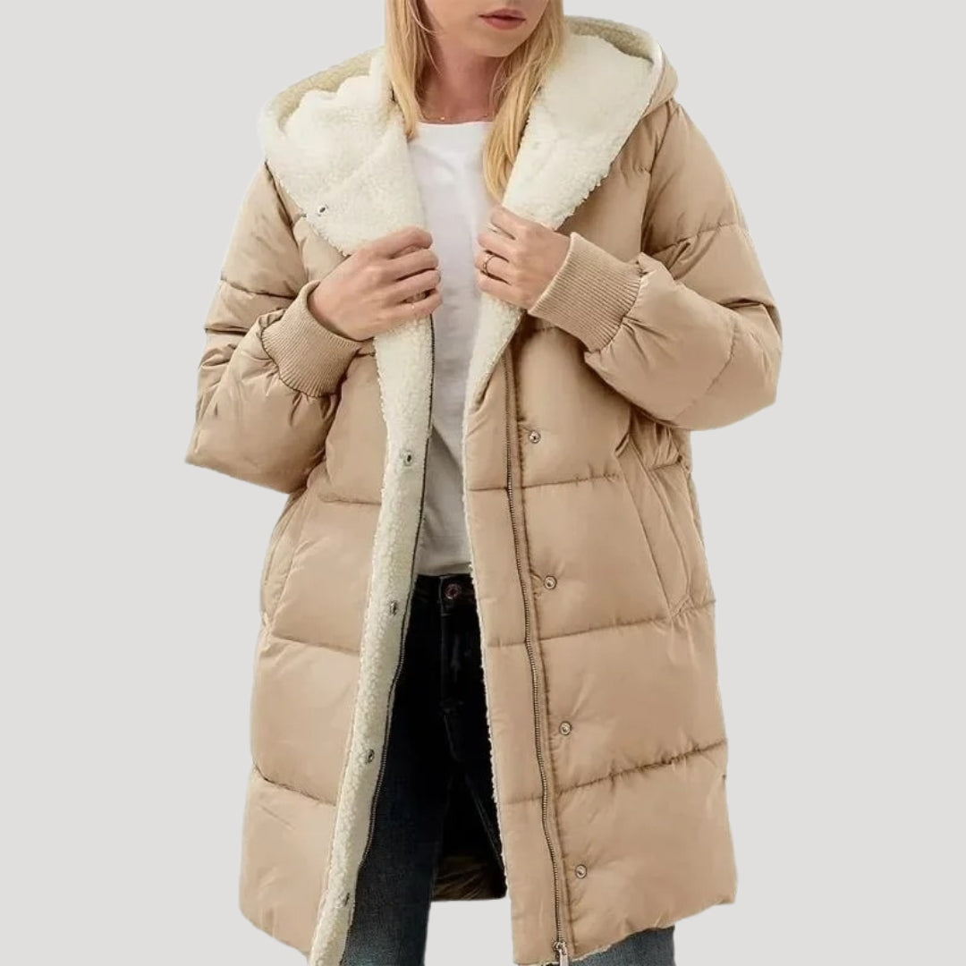 Drune | Damen Faux-Fur gefütterte Jacke Lange Jackenstil