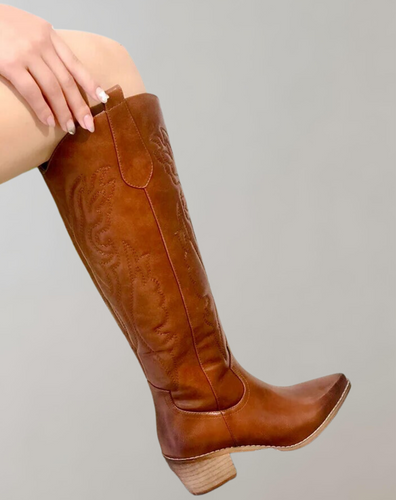 Drune | Bestickte Kniehohe Westernstiefel