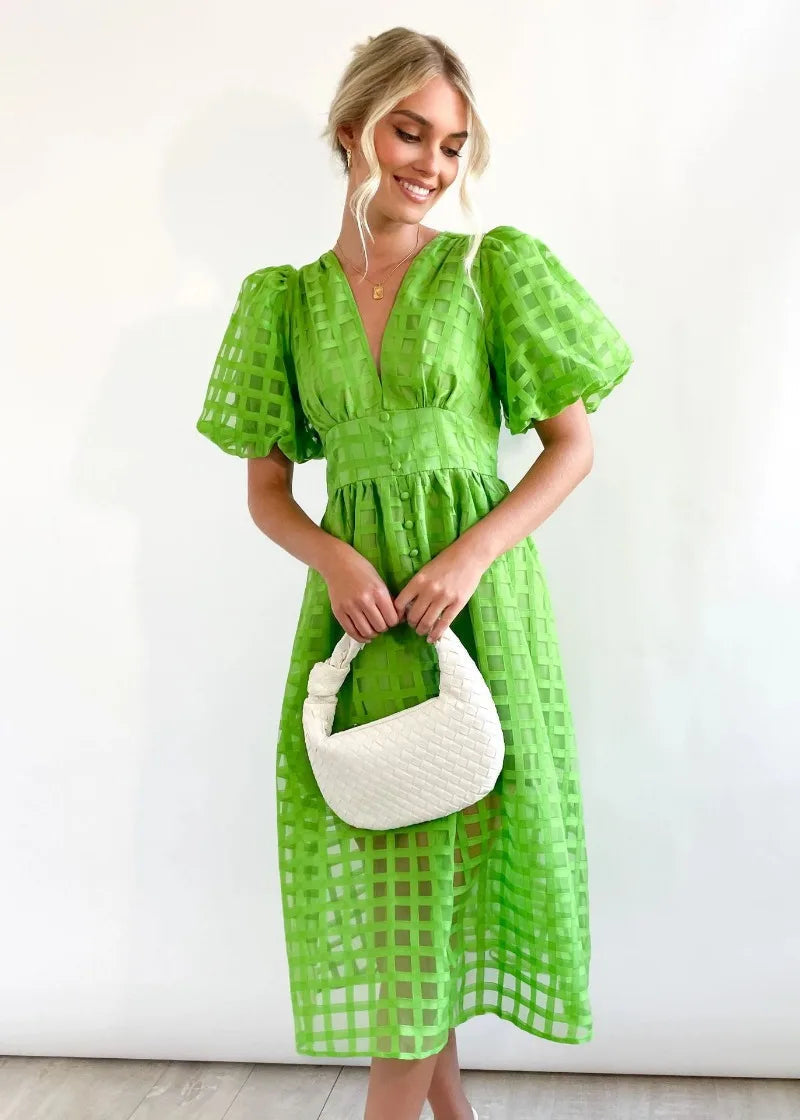 Drune | Puffärmel Midi-Kleid