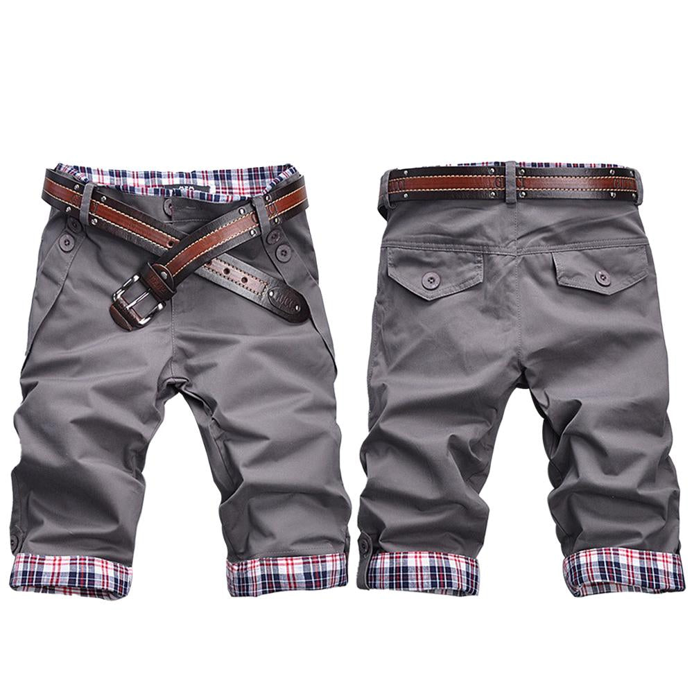 Drune – Hochwertige Shorts mit Gürtel und Karomuster