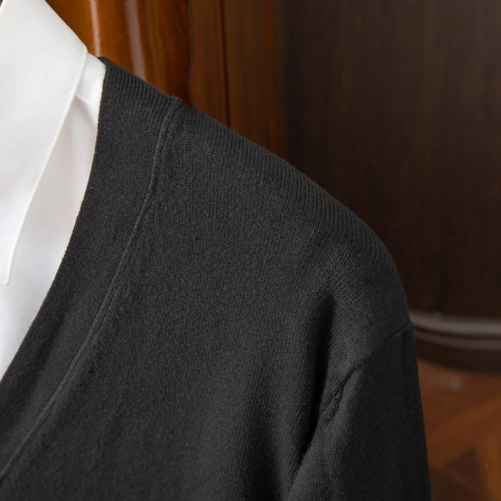 Drune | Herren Strickjacke Mit Knöpfen, Leichtes Material, V-ausschnitt, Klassischer Stil