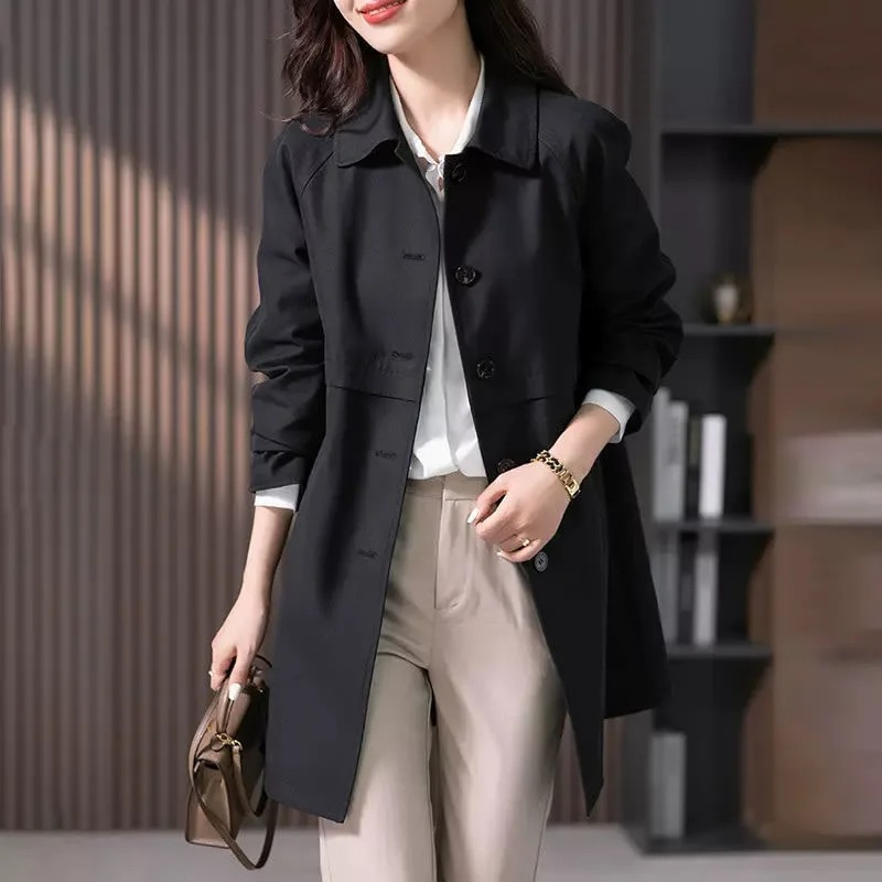 Drune | Stylischer Einreihiger Kurzer Trenchcoat für Damen