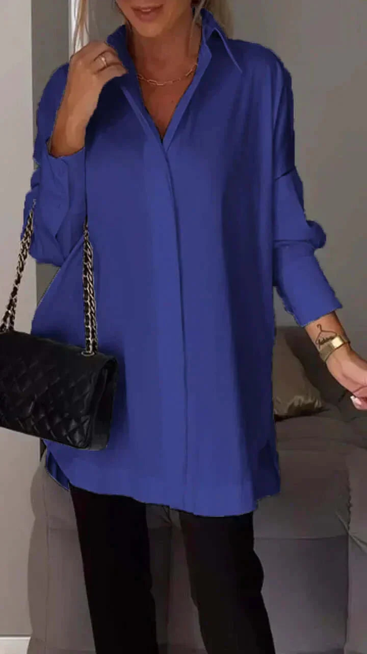 Drune | Oversized Shirt Bluse mit gerollten Ärmeln