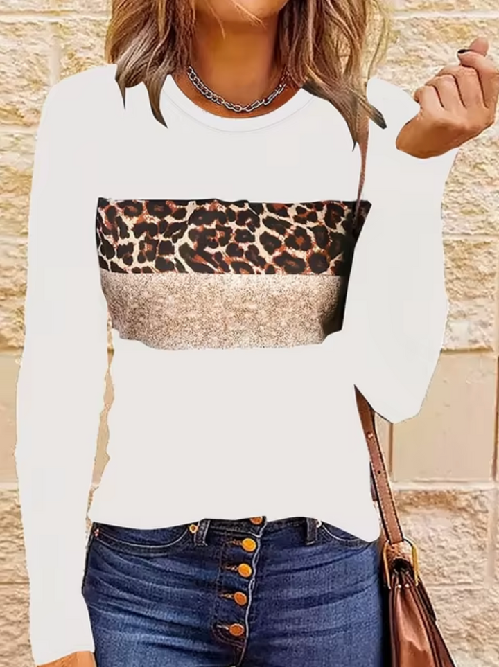 Drune | Langarm-T-Shirt mit Leopardenmuster