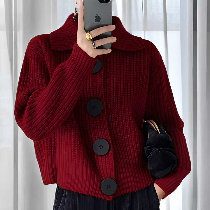 Drune | modischer Cardigan mit großen Knöpfen für Frauen
