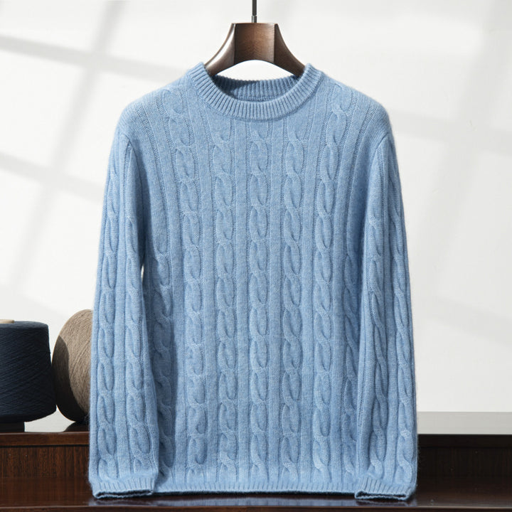 Herren-Kaschmirpullover, Zopfmuster, schweres Strickdesign