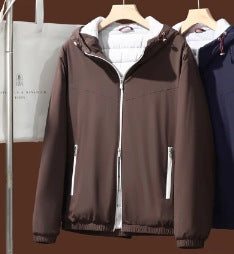 Elegante Herren-Kapuzenjacke, Wolle und Seide