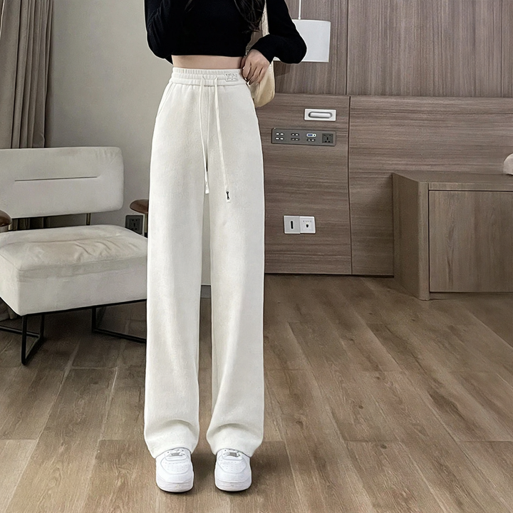 Gefütterte Cord-Freizeithose mit hohem Bund