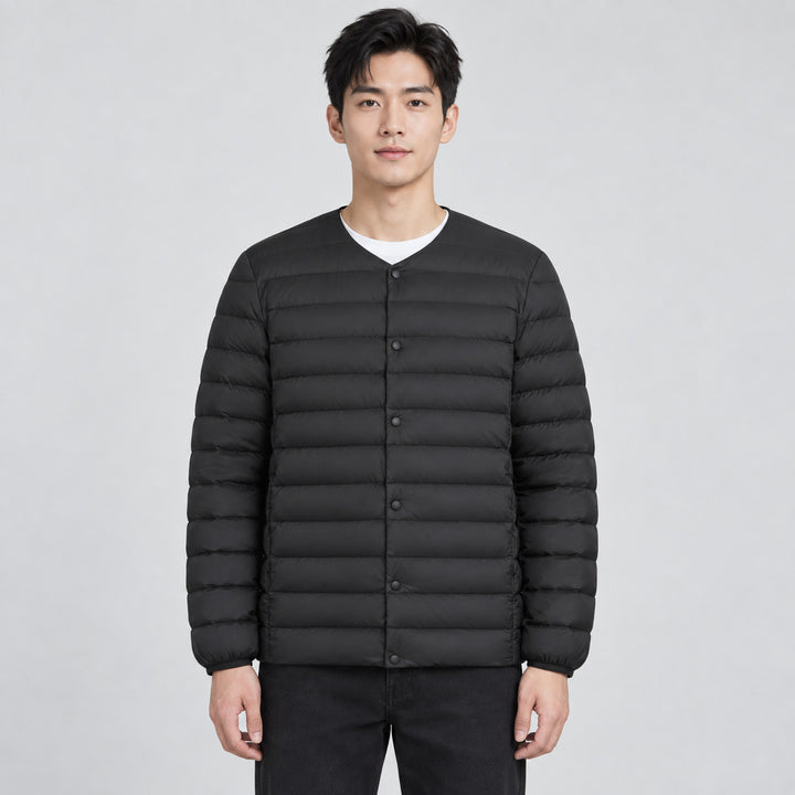 Leichte Herren-Daunenjacke, V-Ausschnitt oder Rundhals