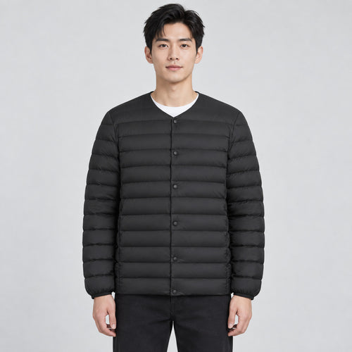 Leichte Herren-Daunenjacke, V-Ausschnitt oder Rundhals