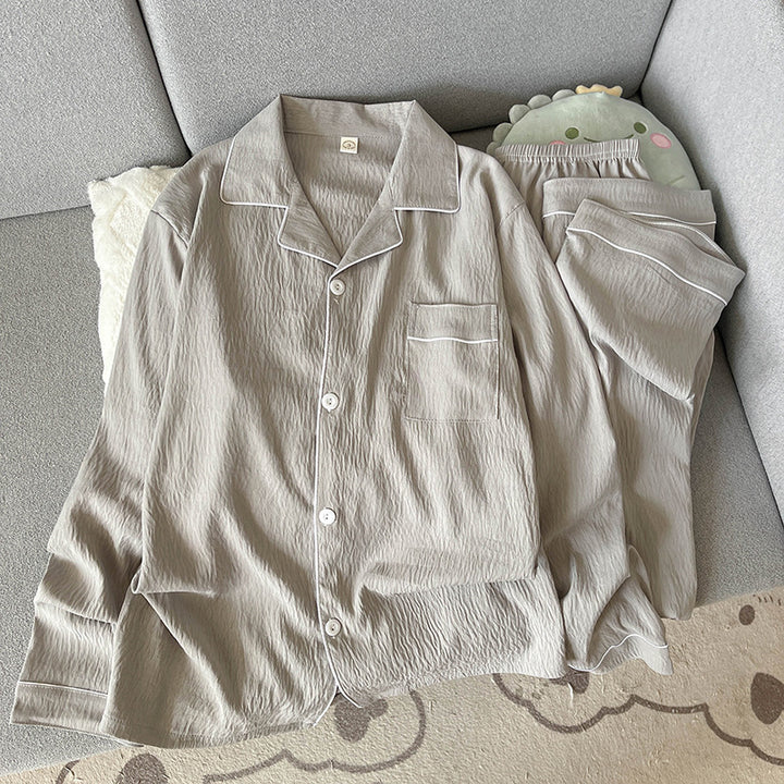 Herren-Pyjama aus weicher Baumwoll-Gaze, schlicht