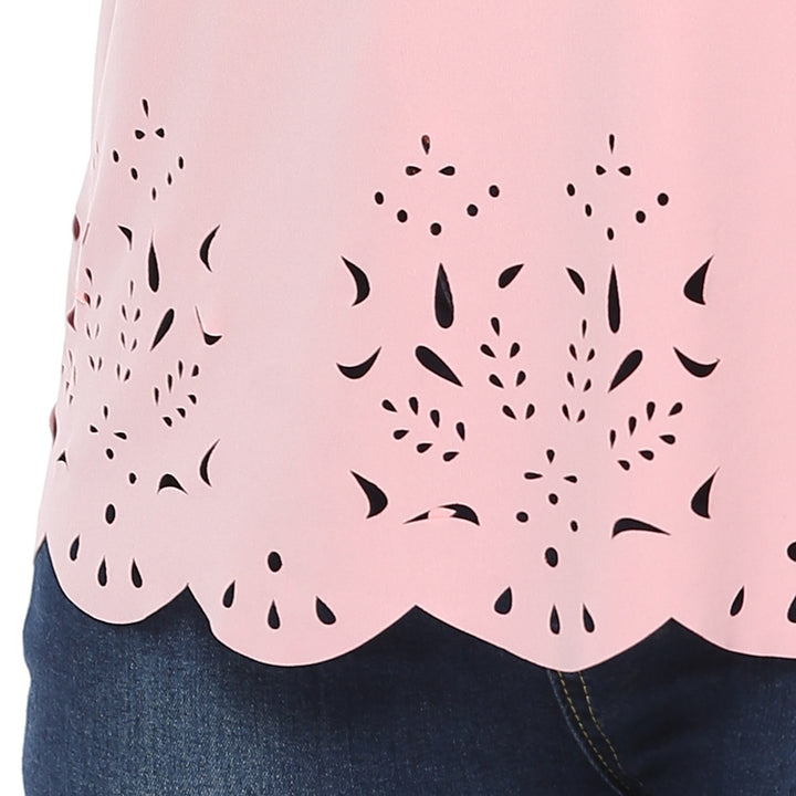 Damen modisches T-Shirt mit filigranem Lochmuster Drune