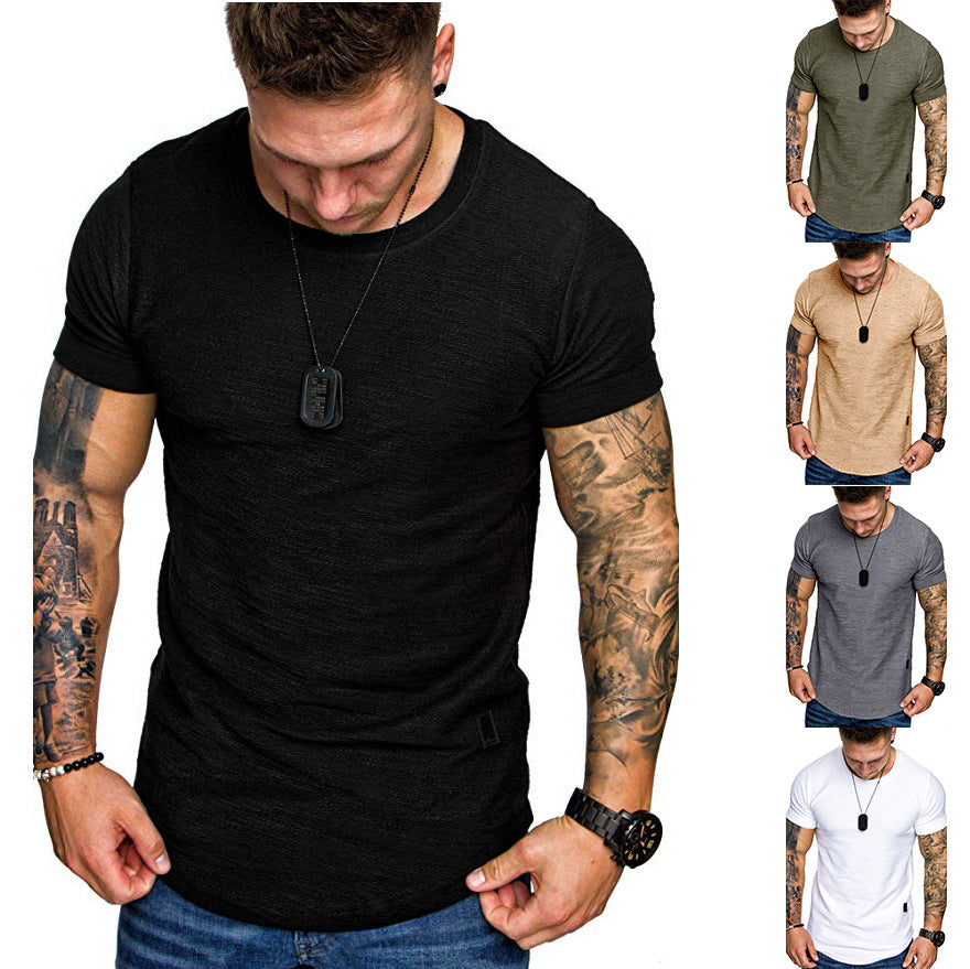 Herren Rundhals T-Shirt aus hochwertiger Baumwolle mit strukturierter Oberfläche Drune