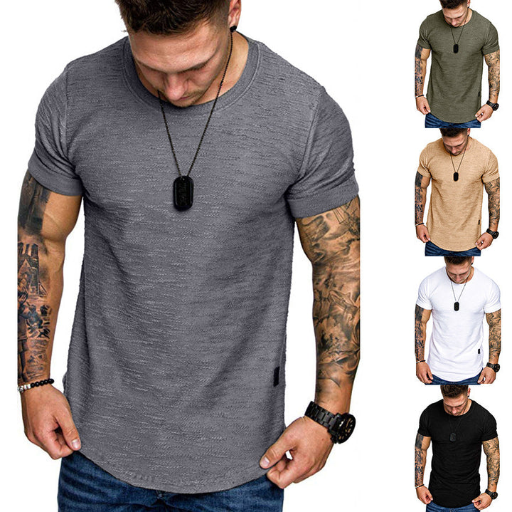 Herren Rundhals T-Shirt aus hochwertiger Baumwolle mit strukturierter Oberfläche Drune
