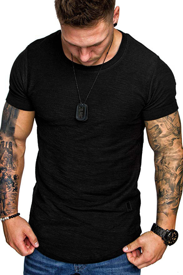 Herren Rundhals T-Shirt aus hochwertiger Baumwolle mit strukturierter Oberfläche Drune