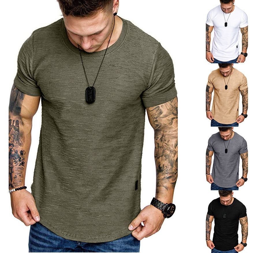 Herren Rundhals T-Shirt aus hochwertiger Baumwolle mit strukturierter Oberfläche Drune