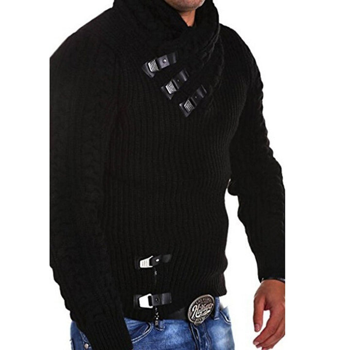 Herren Strickpullover mit innovativem Schalkragen und exklusiven Knopfdetails Drune