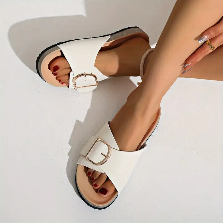 DruneOrthopädisch Flache Sandalen mit Einstellbarer Schnalle Riemen