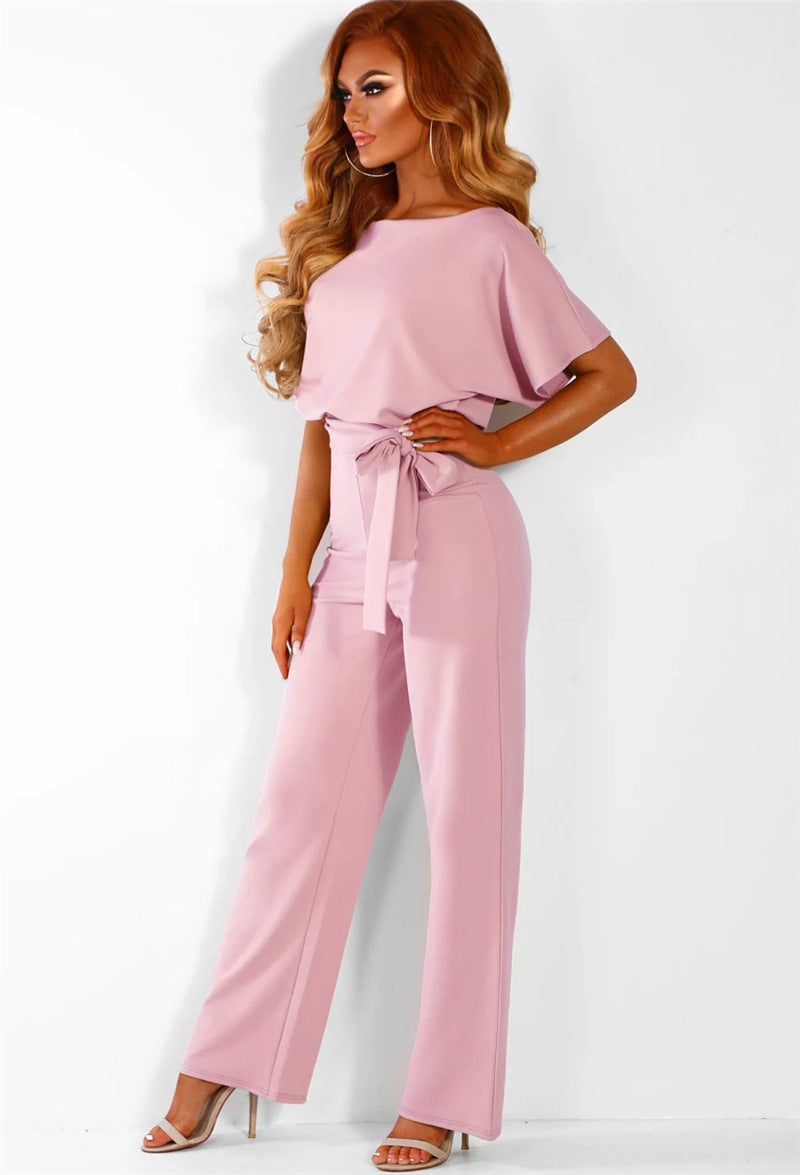 Damen elegantes Set bestehend aus fließender Bluse und weit geschnittenen Hosen Drune