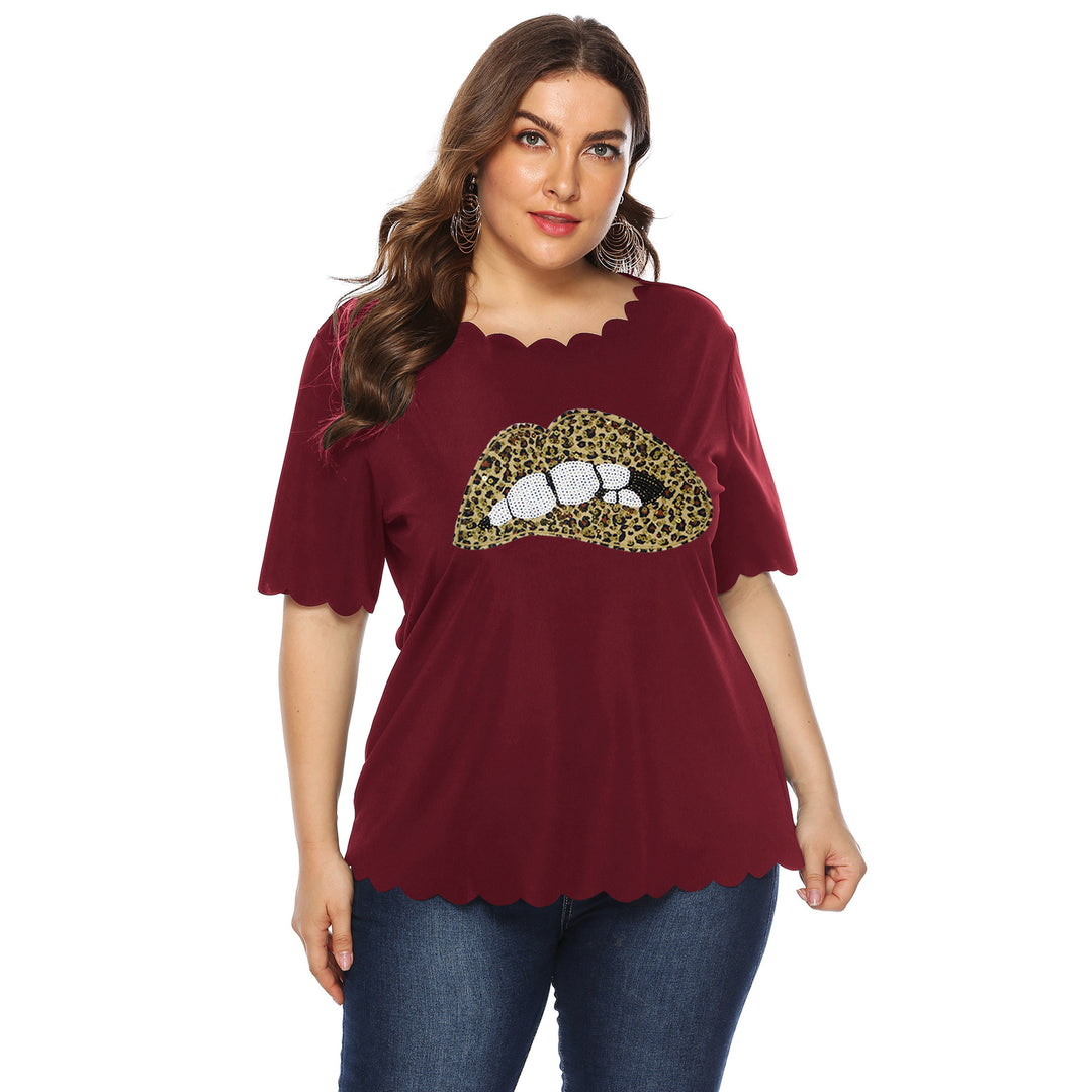 Damen T-Shirt mit Leopardenmuster und Glitzerstein-Details Drune