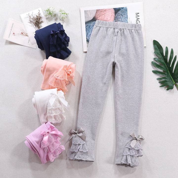 Mädchen Leggings mit Rüschen und Schleifenakzenten Drune