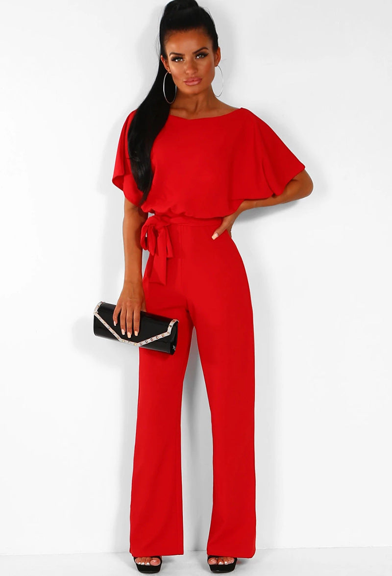 Damen elegantes Set bestehend aus fließender Bluse und weit geschnittenen Hosen Drune