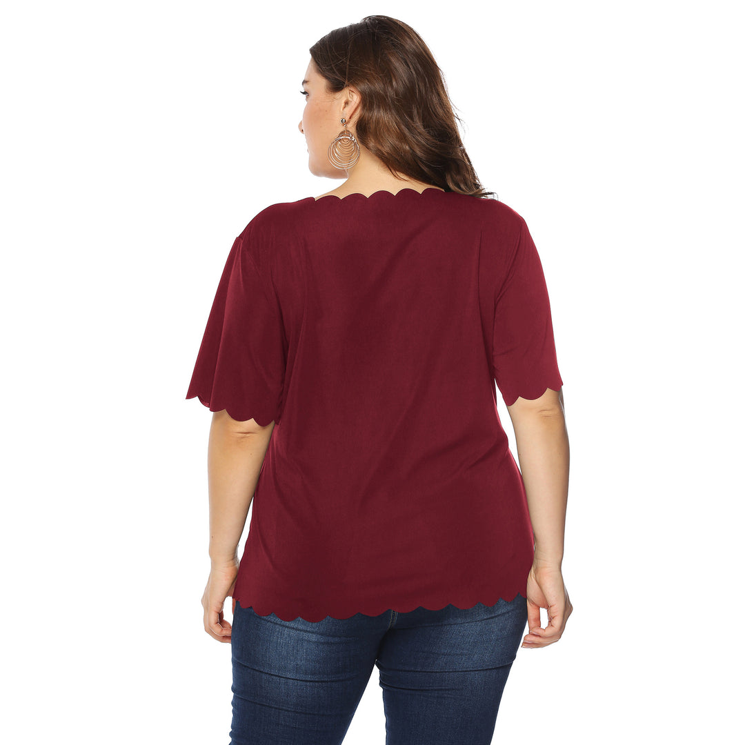 Damen modisches T-Shirt mit glänzendem Lippenmotiv Drune