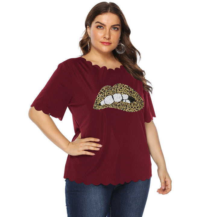 Damen T-Shirt mit Leopardenmuster und Glitzerstein-Details Drune