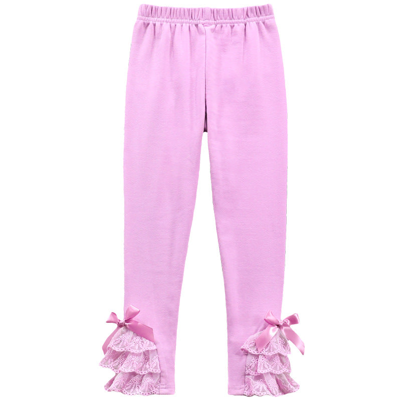 Mädchen Leggings mit Rüschen und Schleifenakzenten Drune