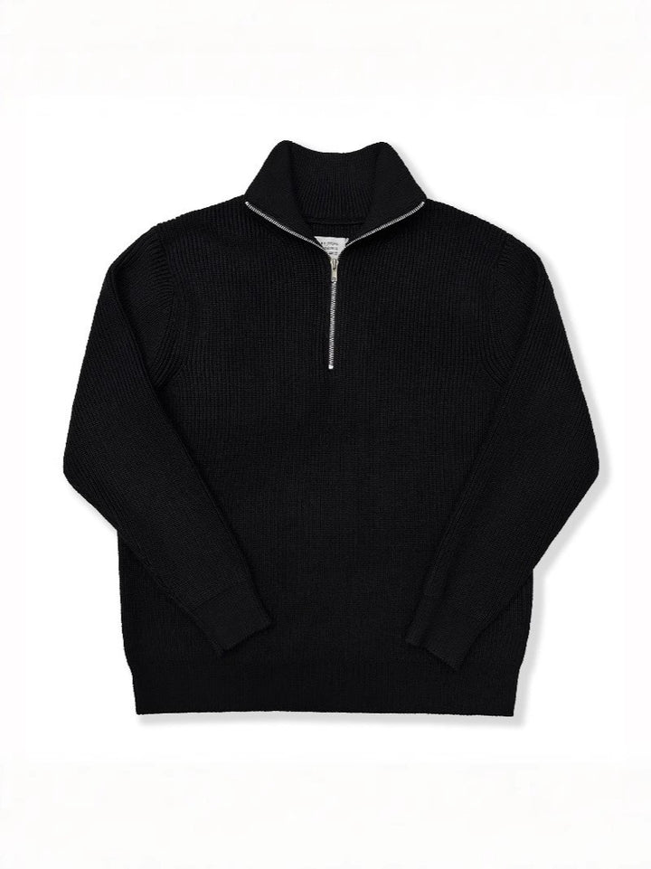 Unisex-Strickpullover mit Reißverschluss und Stehkragen