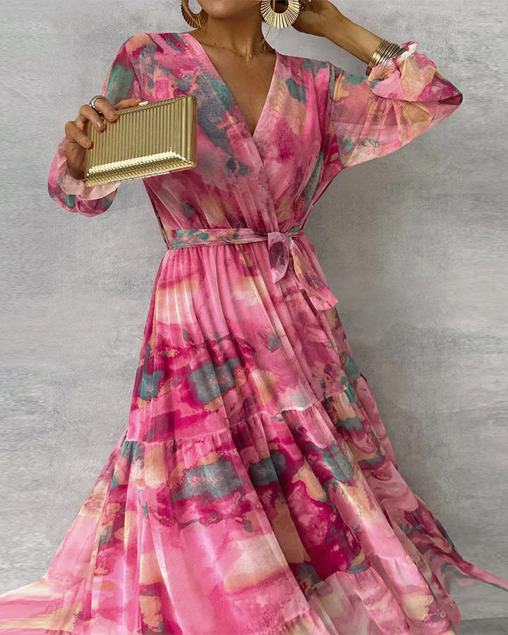 Drune | Elegantes Kleid mit Print und Plissiertem Rock