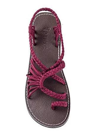 Damen nan Makramee-Riemchen-Sandalette mit Zehensteg und flexibler rutschfester Sohle Drune