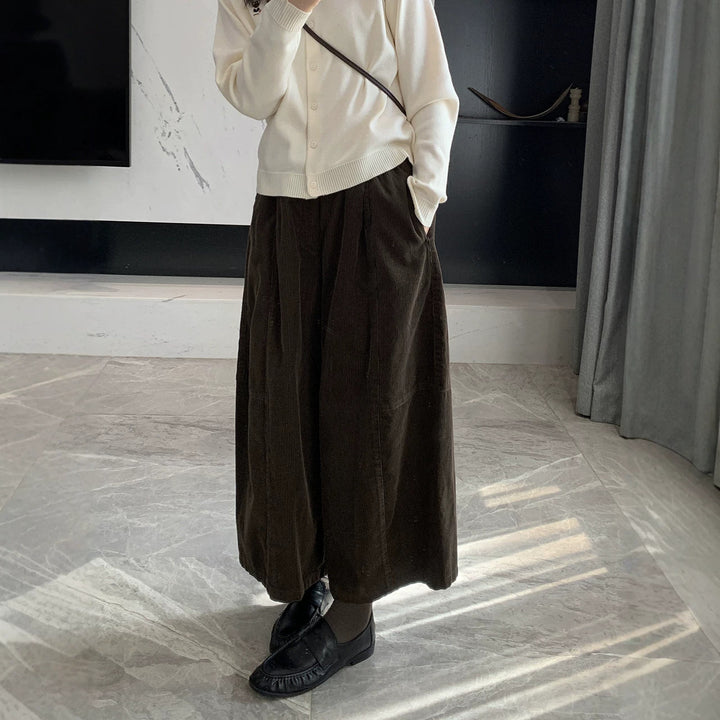 Damen-Kordhose, weit geschnitten, 7/8-Länge