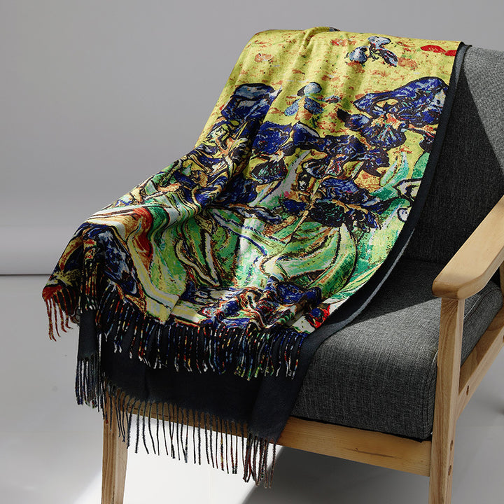Damen-Schal mit Kunstkaschmir-Haptik und Kunstdruck, 70x180 cm