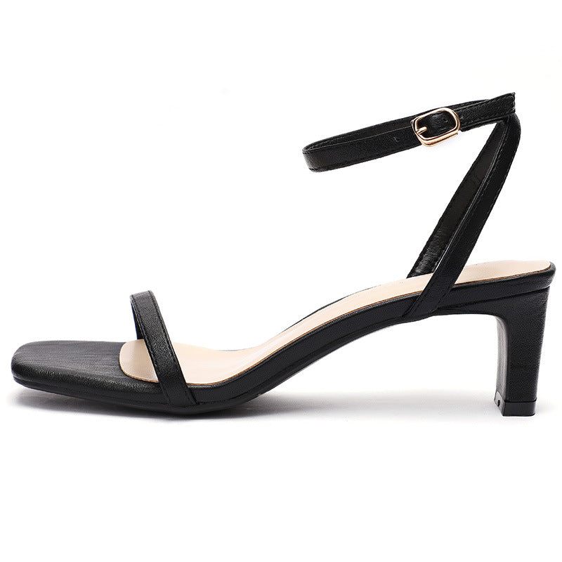 Damen elegante Block-Absatz Riemchensandalen Drune