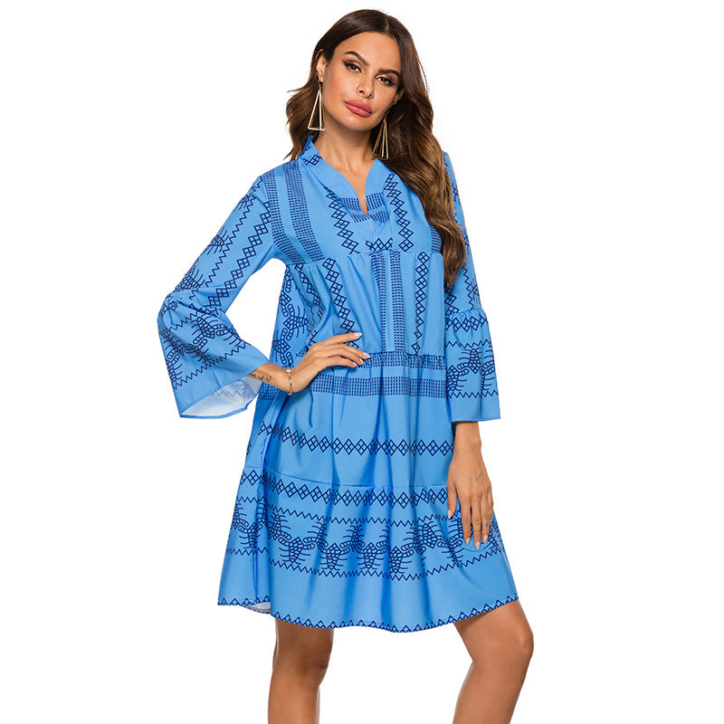 Damen lässiges, geblümtes Kurzarmkleid Drune